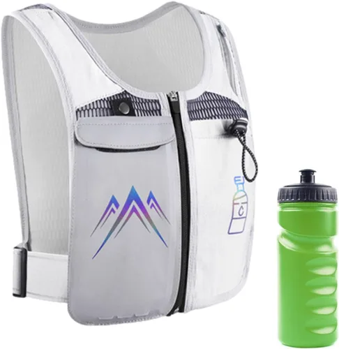 Vista 8 de YanHao Chalecos para correr, 16.9 fl oz, chaleco transpirable de entrenamiento reflectante con múltiples bolsillos, chaleco softshell sin mangas