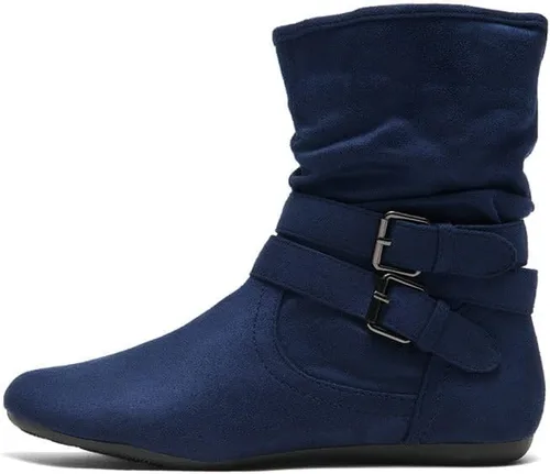 Vista 3 de Herstyle Lindell - Botines planos para mujer, a la moda, holgados, a media pantorrilla