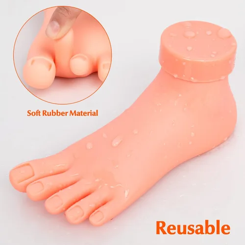 Vista 5 de krofaue Práctica de pie falso modelo 1 par flexible de silicona suave herramienta de manicura protésica para puntas de uñas entrenamiento de arte