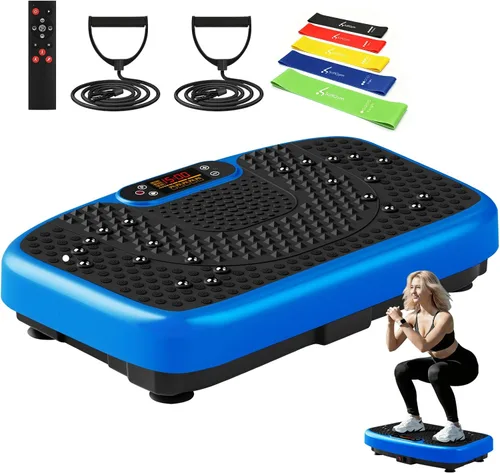 Vista 13 de SoftGym Vibration Plate Exercise Machine for Lymphatic Drainage Weight Loss,120 Speed Levels Vibrating Platform with Resistance Bands,Full-Body