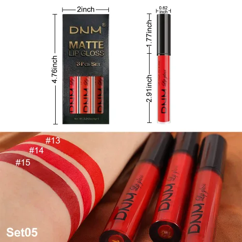 Vista 3 de AMY'S DIARY Juego de 3 Lápices Labiales Líquidos Mate Rojo Brillante, Tinte de Labios de Larga Duración 24 Horas Impermeable, Juego de Regalo de 05