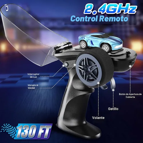 Vista 5 de Auto de Deriva RC, 1/64 Mini Autos RC de Deriva 4WD Micro Auto de Control Remoto con Luces LED e Interruptor de Velocidad, Juguetes de Autos Ideales