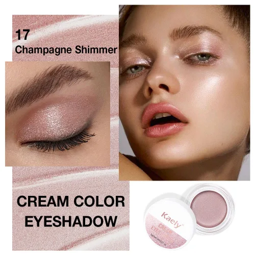 Vista 2 de evpct Paleta de maquillaje en pote de sombra de ojos en crema única para mujeres mayores, sombra de ojos de champán con shimmer, glitter metálico