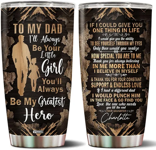 Vista 19 de Vaso personalizado de regalo para papá, regalos para padrastro de hija, hijo, niños, cumpleaños, Navidad, día del padre, regalo para padrastro, taza