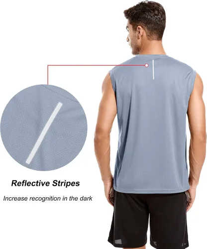 Vista 5 de Camisetas sin mangas de malla para hombre, paquete de 3 o 5 unidades, camisetas sin mangas de malla para entrenamiento, atlético, fresco y seco