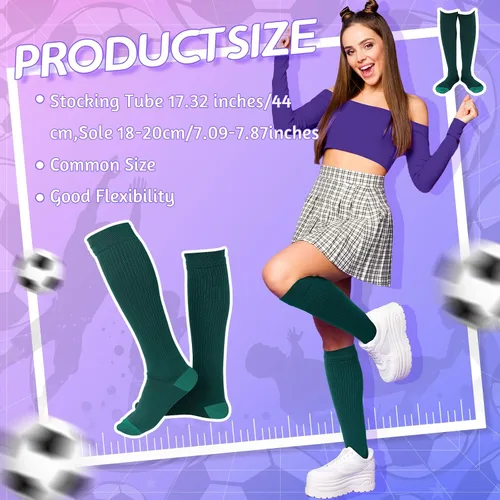Vista 2 de Toulite Juego de 6 calcetines de fútbol y sóftbol para jóvenes, calcetines deportivos de béisbol, calcetines de tubo unisex para hombres y mujeres