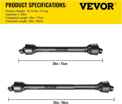 Vista 7 de VEVOR Eje de transmisión PTO, Eje de transmisión PTO de 1-3/8", Eje de transmisión PTO con 6 ranuras para tractor y extremo redondo