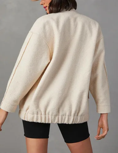 Vista 3 de Himosyber Chaqueta de mezcla de lana para mujer, casual, con botones, holgada, para mujer