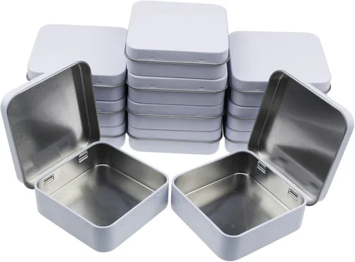 Vista 10 de Goodma 12 latas cuadradas de metal vacías para el hogar, mini caja organizadora con tapa con bisagras, 2.76 x 2.76 x 0.79 pulgadas (negro)