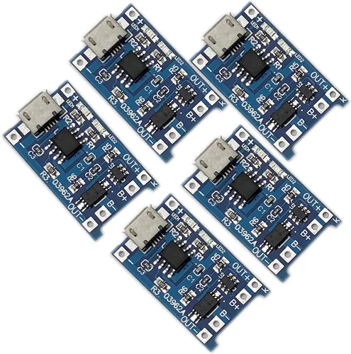 Vista 2 de Kiro&Seeu 5PCS TP4056 Mirco-USB 5V 1A 18650 Cargador de batería de litio Módulo de carga Junta de carga con funciones de protección dual