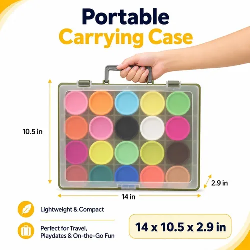 Vista 4 de FULLCASE Case for Play-Doh Modeling Compound 20-Pack Case of Colors 3-Ounce Cans,Storage Box Organizer Container Holds 32-Pack of 1-Ounce Modeling