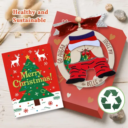 Vista 2 de Divertido adorno de Navidad de Papá Noel, decoración de árbol de madera traviesa para adultos, perfecto para Papá Noel sucio/elefante blanco