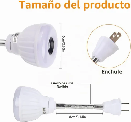 Vista 7 de Luz con sensor de movimiento enchufable, luz nocturna del atardecer al amanecer, salida de CA, lámpara de pared para escalera, luz LED inteligente