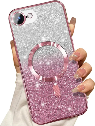 Vista 56 de Misscase Funda magnética compatible con iPhone 14 Pro con purpurina y protector de lente de cámara, protección completa, compatible con MagSafe Negro