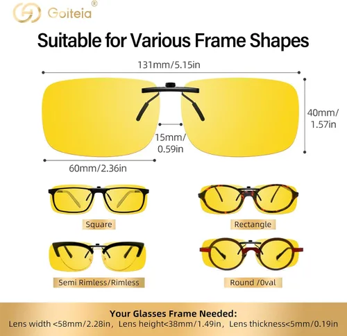 Vista 6 de Goiteia Gafas de sol polarizadas con clip, diseño rectangular ligero sobre gafas graduadas, no se deslizan, protección UV