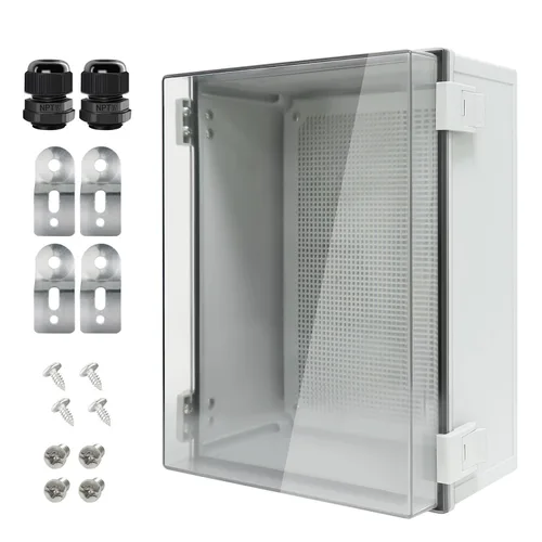 Vista 17 de Caja de conexiones IP65 impermeable carcasa de plástico ABS con cubierta transparente de PC con bisagras, caja de proyectos eléctricos con placa