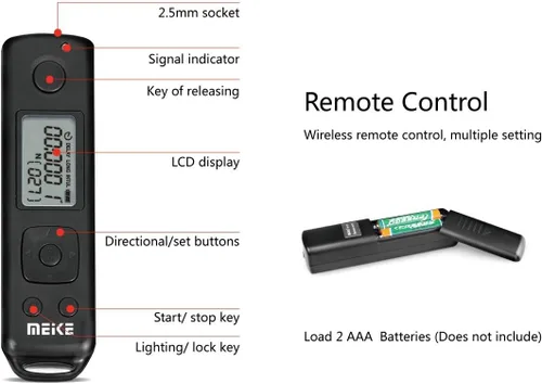 Vista 6 de Meike MK-A6500 Pro - Empuñadura de batería con mando a distancia para cámara Sony A6500 Control remoto incorporado, control de hasta 328.1 ft