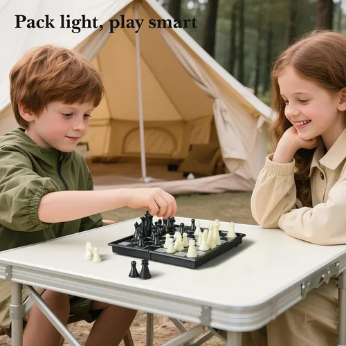 Vista 9 de Mini juego de ajedrez de viaje - 5.1 pulgadas magnético portátil plegable juegos de mesa para niños - Juego de ajedrez de bolsillo pequeño (XS)
