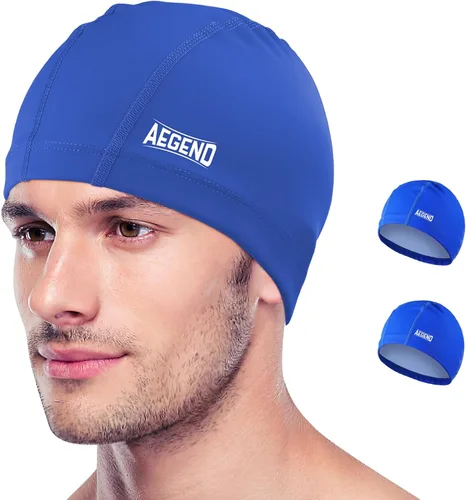 Vista 22 de Aegend Gorro de natación de tela, capa impermeable de silicona, gorra de natación de tela transpirable, mantiene el cabello seco con alta