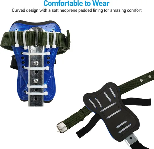 Vista 4 de TWSOUL Estaca de escalada, equipo de escalones de escalada de árboles con correas de cinturón de 5 puntos, cordón ajustable portátil y correas extra