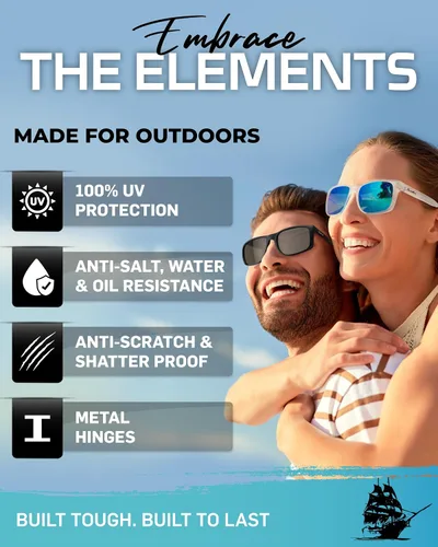 Vista 3 de Black Sail Eyewear - Square Frame UV400 7 Layer Polarized Sunglasses with Mirrored Lenses, Women & Mens Sunglasses Polarized