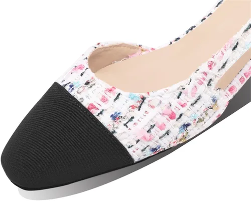 Vista 7 de JiaBinji Zapatos planos para mujer con puntera redonda cerrada en dos tonos