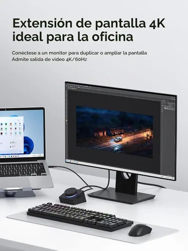 Vista 6 de Concentrador USB C de Hagibi con botones de acceso directo, estación de acoplamiento RGB tipo C con HDMI 4K@60Hz, PD de 100W, USB-C de 5Gbps, 2