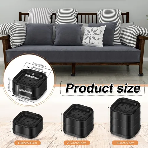 Vista 2 de Ecally Elevadores de cama ajustables para muebles, elevadores de patas de escritorio de 1.38 pulgadas, apilables, resistentes, elevadores de cama