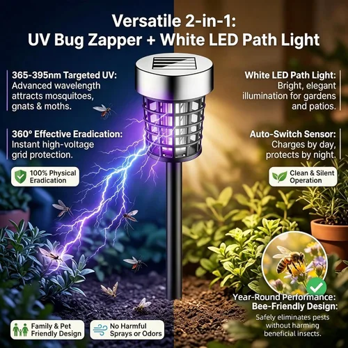 Vista 2 de 4 Pack Solar Bug Zapper Outdoor Waterproof Mosquito Repellent Outdoor Patio