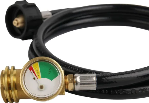 Vista 5 de Manguera de Extensión de Tanque de Propano de 5 Pies con Medidor, Adaptador, Adecuada para Tanques de 1 Libra a 20 Libras