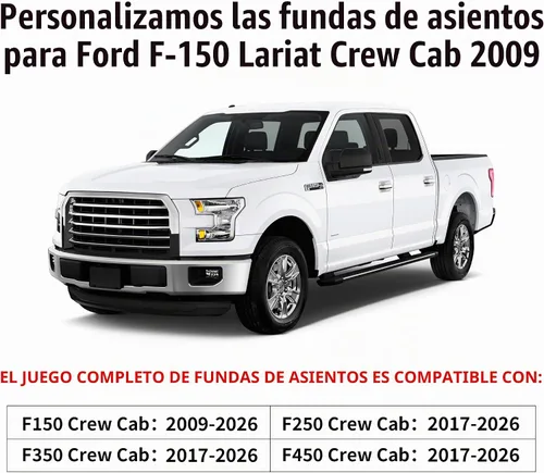 Vista 6 de 2 fundas de asiento delantero de camión para Ford F150 2009-2026, color 2 piezas delanteras/negras.
