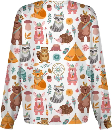 Vista 2 de WJDSZBD Scrub Jacket Cartoon Animal Print Long Sleeve Scrub Jackets Snap Front with Pockets Christmas Nurse Working Uniforms