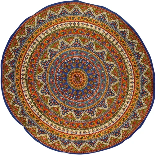 Vista 3 de Mantel de mesa redondo con diseño de mandalas indias, 76 pulgadas, color azul