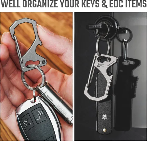 Vista 2 de KeyUnity Keychain Carabiner Clip, Anti-Lost Quick Release Titanium Key Holder, 2 inch Key Organizer Heavy Duty for Men & Women