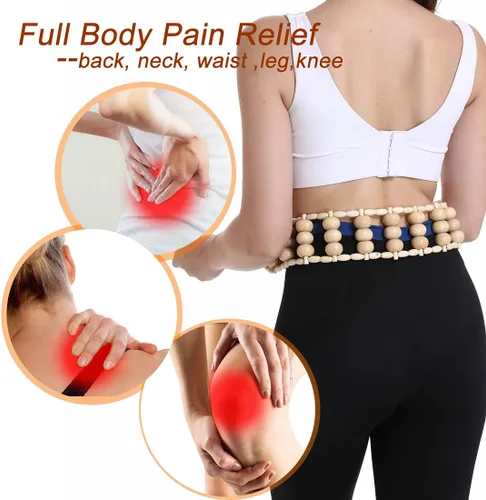 Vista 7 de Herramientas de masaje de terapia de madera para esculpir el cuerpo, cuerda de rodillo de masaje de espalda, kit de maderoterapia de masaje manual