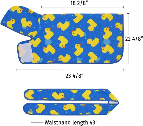 Vista 2 de HDE Bata de baño para perro, súper absorbente, de secado rápido, para cachorros, ajustable, con capucha, para perros tallas S-XXL con patos de goma