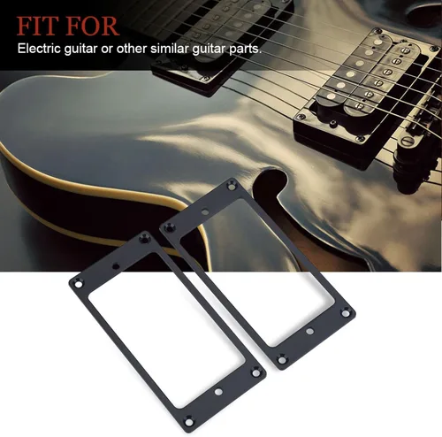 Vista 8 de Anillos de montaje de marco de pastilla, 2 piezas de repuesto de metal Humbucker para guitarras eléctricas (negro)