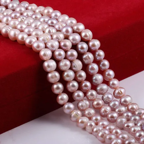 Vista 3 de Cuentas de perlas naturales redondas perforadas rosadas cultivadas perlas de agua dulce sueltas para hacer joyas, collares, pulseras de 0.276-0.315