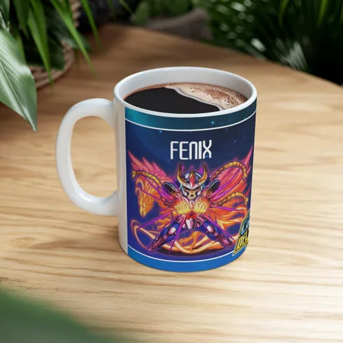 Vista 4 de Ave Fenix, Los Caballeros del Zodiaco, Taza de Cerámica 11 Oz