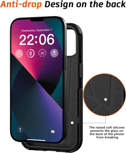 Vista 7 de Diverbox Funda para iPhone 13 [compatible con MagSafe] [con protector de pantalla] [a prueba de golpes] [a prueba de caídas] Funda de protección