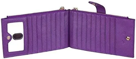Vista 3 de Travelambo Cartera para mujer con múltiples tarjetas y monedero de cuero para apretar