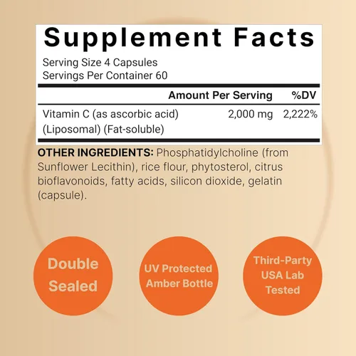 Vista 9 de NatureBell Vitamina C liposomal 2,000 mg por porción, 240 cápsulas Vitaminas solubles en grasa de alta absorción – Suplemento antioxidante
