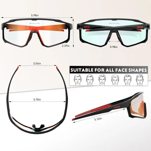 Vista 4 de KAPVOE Gafas de ciclismo fotocromáticas para hombres y mujeres, gafas de sol para bicicleta de montaña MTB, deportes, transición, triatlón, carrera