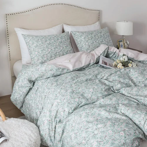 Vista 32 de HoneiLife Juegos de Fundas de Edredón Twin - Funda de Edredón Floral 100% Algodón, Juego de Ropa de Cama Transpirable de 2 Piezas con Cierre