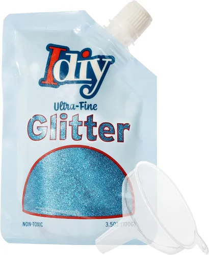 Vista 21 de iDIY - Brillantina ultra fina azul aguamarina (3.5 onzas), purpurina extrafina con bolsa de boquilla fácil de verter y embudo para resina, slime