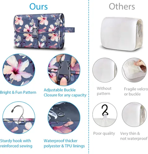 Vista 4 de Fintie Bolsa de viaje portátil para cosméticos y artículos de aseo, gran organizador colgante resistente al agua para maquillaje y almacenamiento
