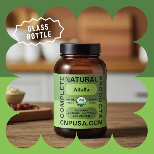 Vista 4 de Complete Natural Products Hoja de alfalfa pura - 100 cápsulas - 450 mg de polvo de hoja de alfalfa orgánica pura seca en cápsulas vegetales