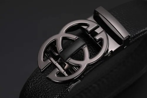 Vista 5 de Cinturón de cuero con diseño de hebilla automática de moda clásica para hombre