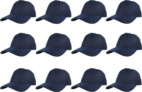 Vista 60 de Gorras de béisbol con correa trasera ajustable, lisas, negras, 12