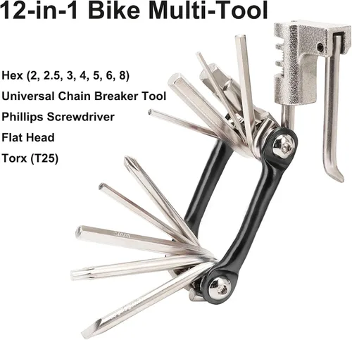 Vista 2 de Multiherramienta para Bicicletas de Carretera y Montaña - Herramienta de Cadena, Rompecadena, Multiherramienta para Bicicleta, Kit de Reparación